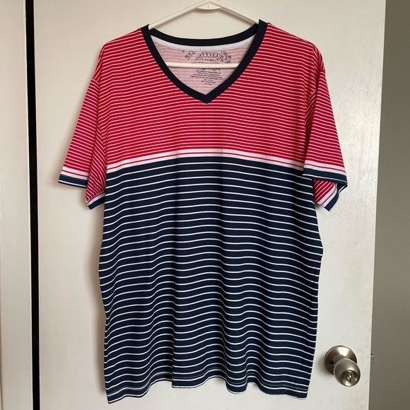 Navy Club Other - Navy Club V-Neck Striped T-Shirt - Size XL